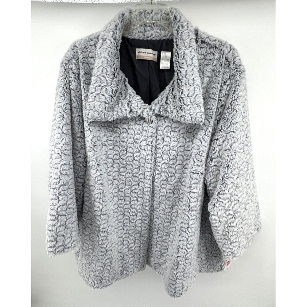 Alfred Dunner Faux Fur Jacket Womens 22W Gray Oscar Night Soft Plush Cozy New